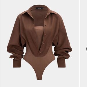 Brown Long Sleeve Bodysuit